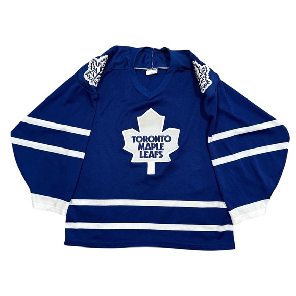 Vintage 90s CCM Toronto Maple Leafs Logo Blue Home Hockey Jersey Mens Medium - Picture 1 of 13